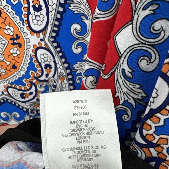 Susan Graver 3X Liquid Knit Top Blue Red Printed Cold Shoulder Casual BOHO - Picture 6 of 8